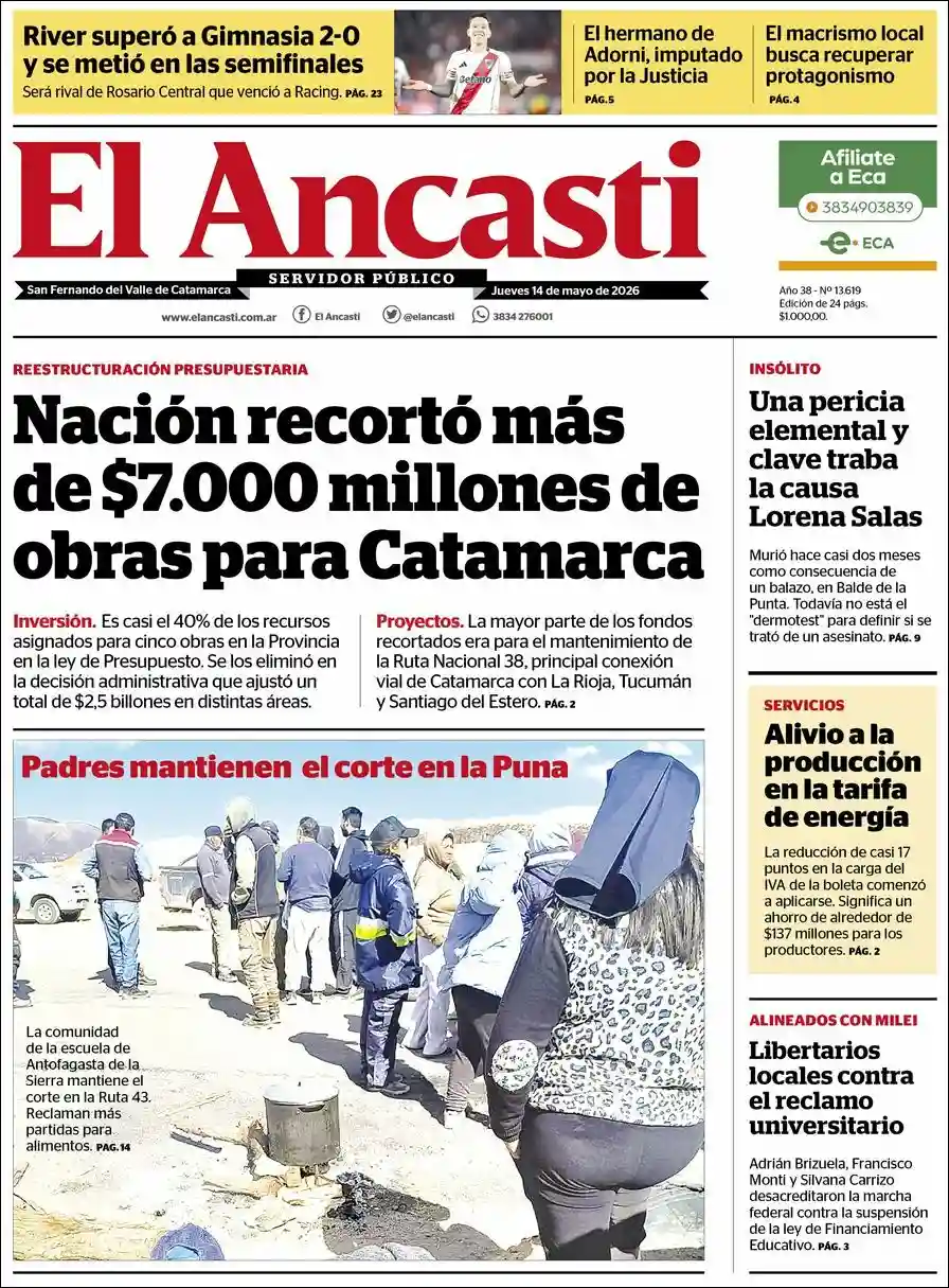 Estudios Max | La Región Noticias - Tapa del diario Ancasti