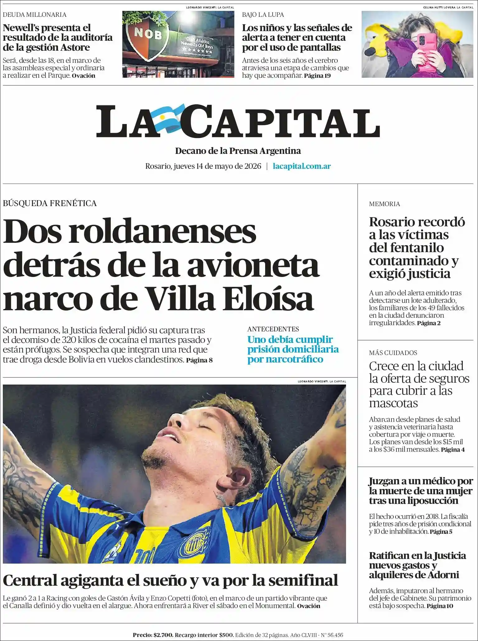 Estudios Max | La Región Noticias - Tapa del diario La Capital Rosario