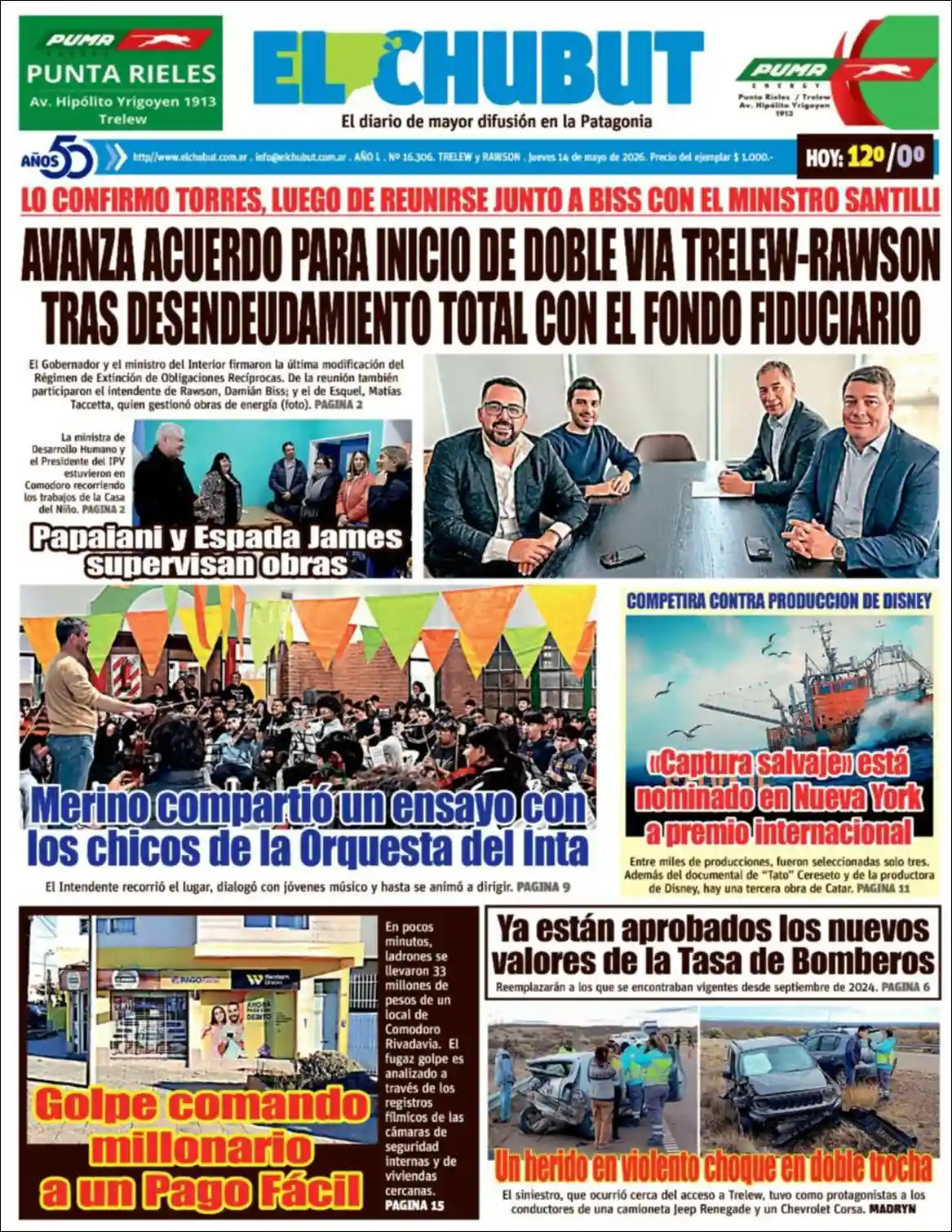 Estudios Max | La Región Noticias - Tapa del diario El Chubut