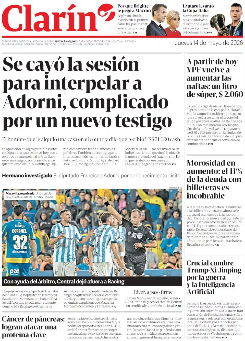 Estudios Max | La Región Noticias - Tapa del diario Clarin