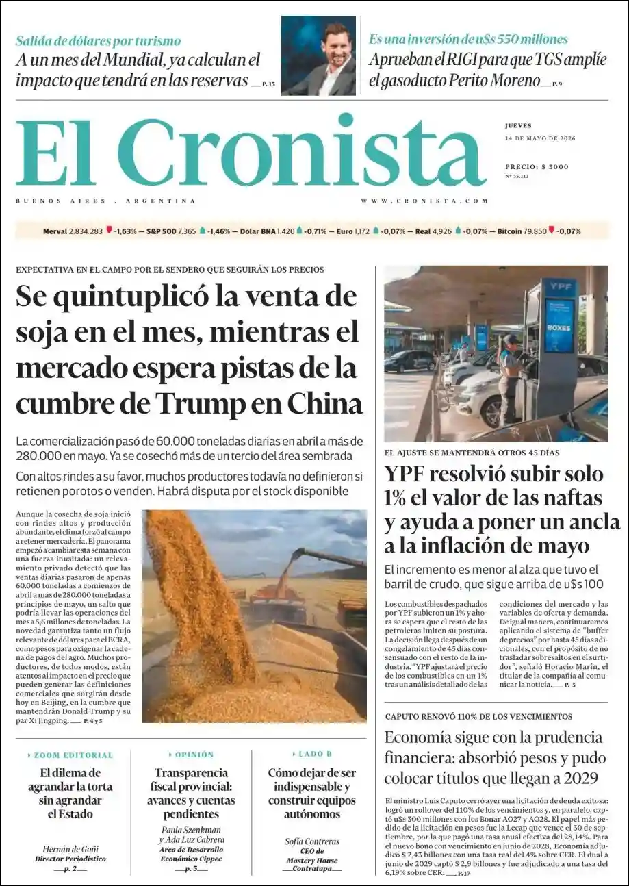 Estudios Max | La Región Noticias - Tapa del diario Cronista