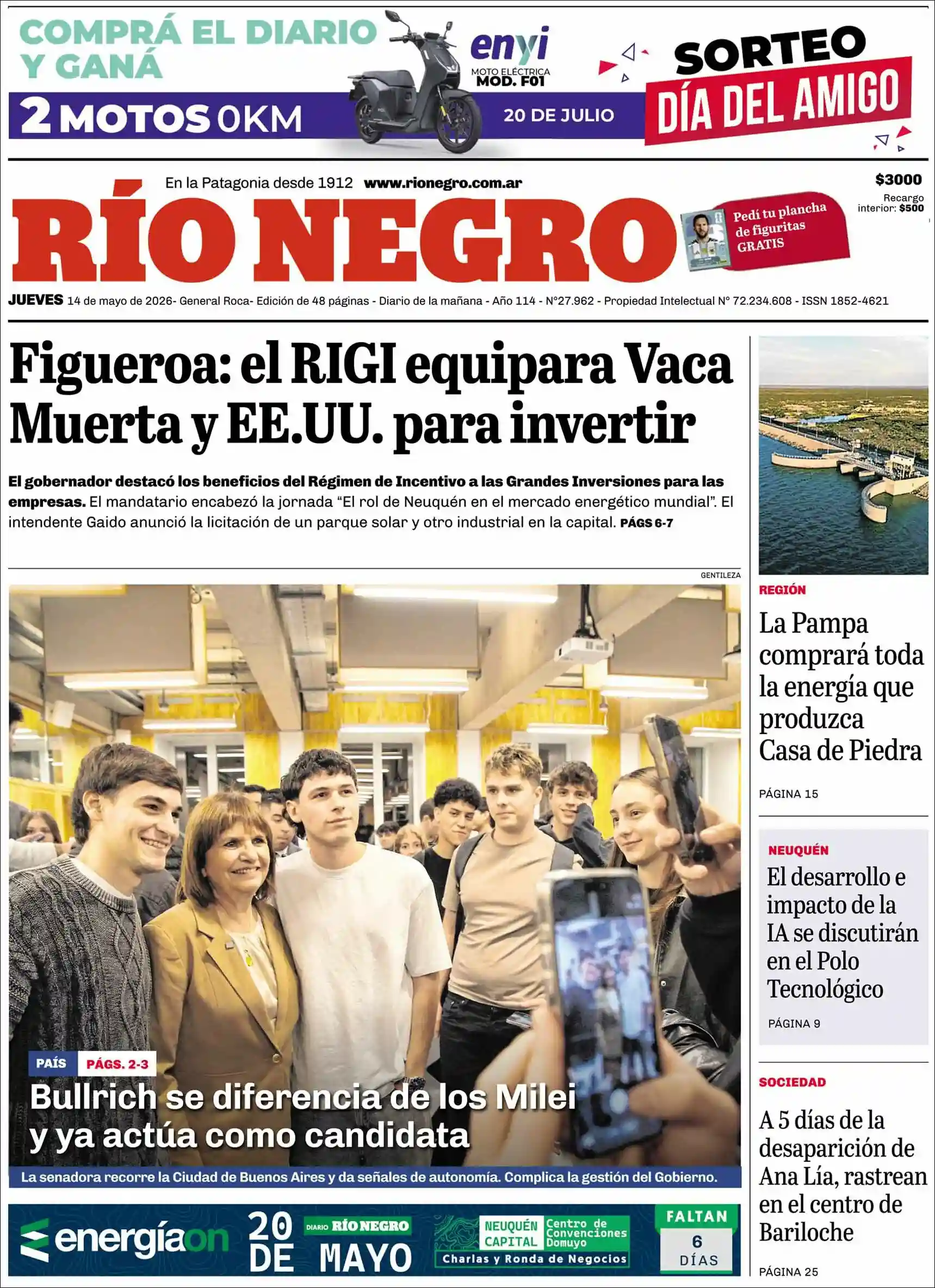 Estudios Max | La Región Noticias - Tapa del diario Rio Negro