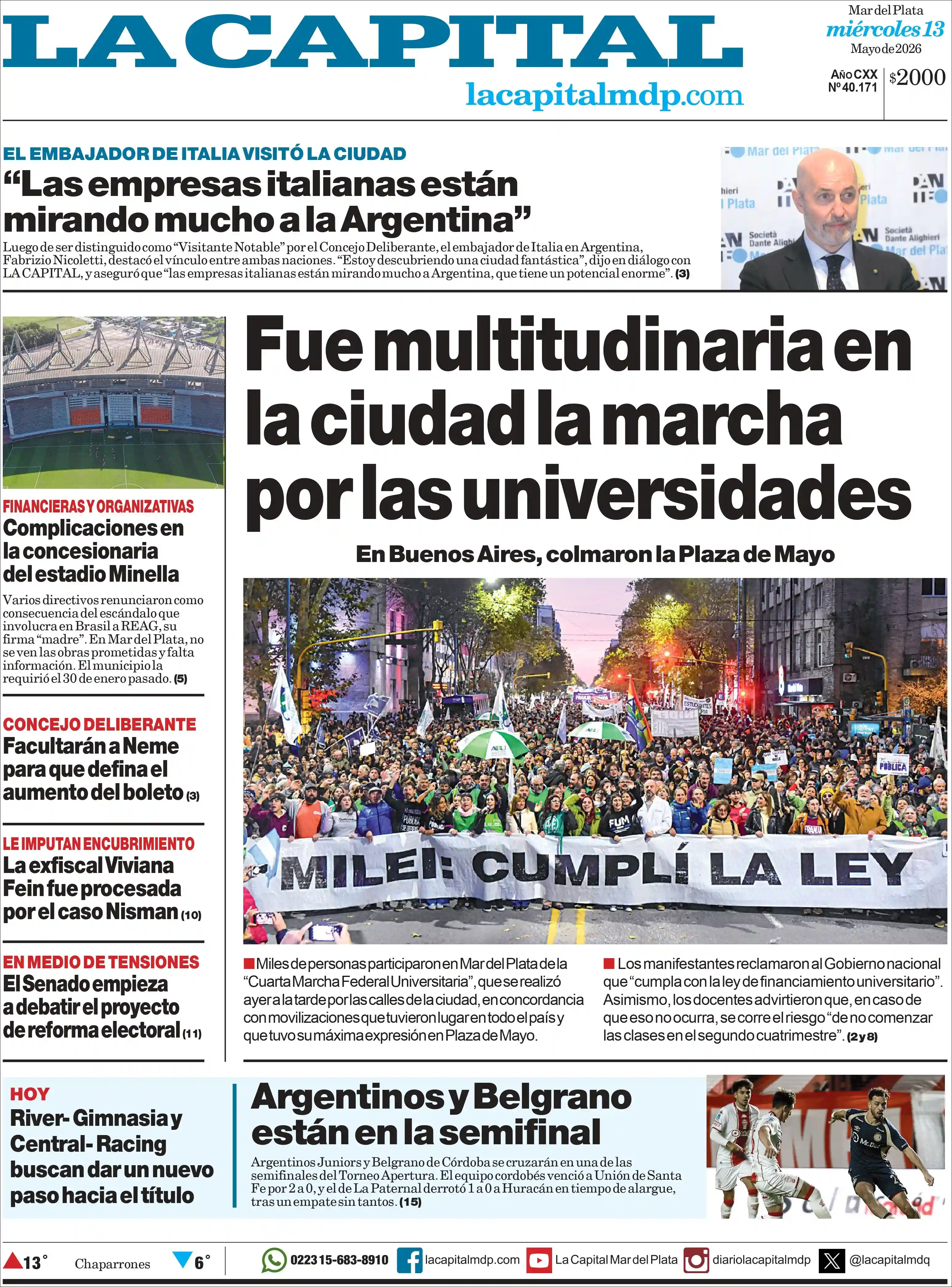 Estudios Max | La Región Noticias - Tapa del diario La Capital