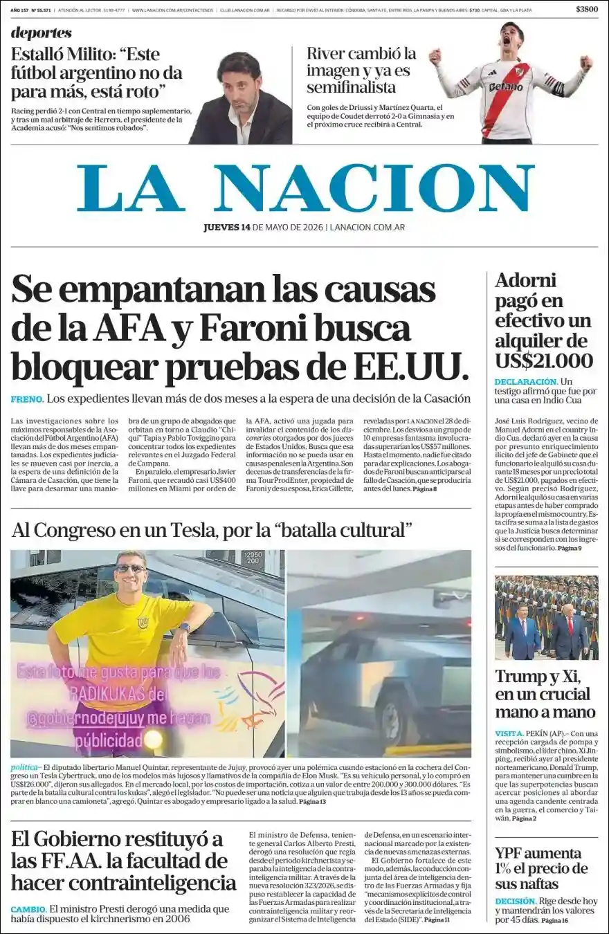 Estudios Max | La Región Noticias - Tapa del diario Nacion