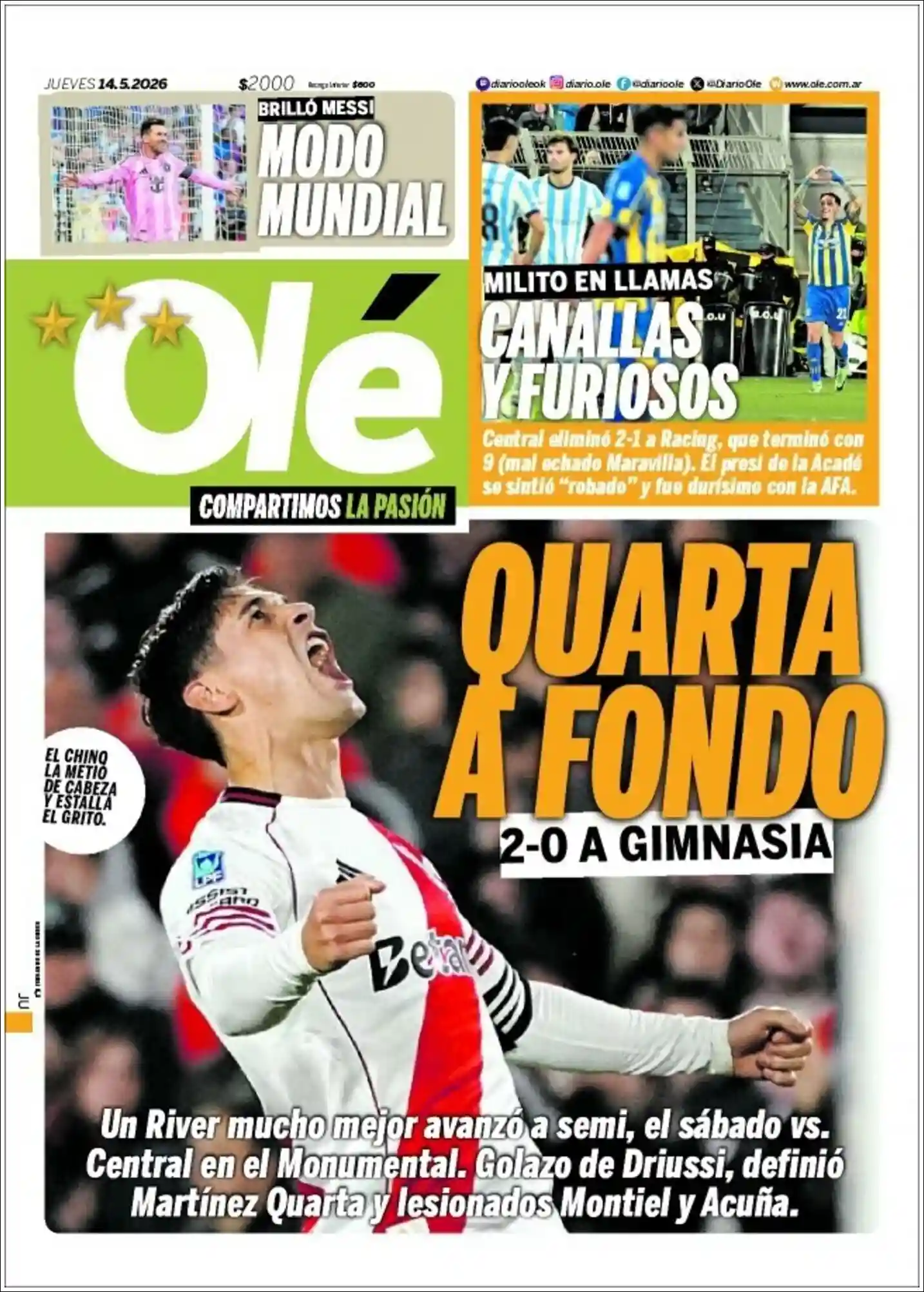 Estudios Max | La Región Noticias - Tapa del diario Ole